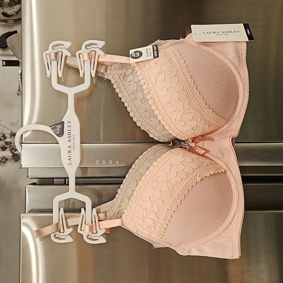 💕LAURA ASHLEY💕 Super Soft Lace Trim Comfort Push Up Bras (2 Pack) 34C NWT - Picture 1 of 10